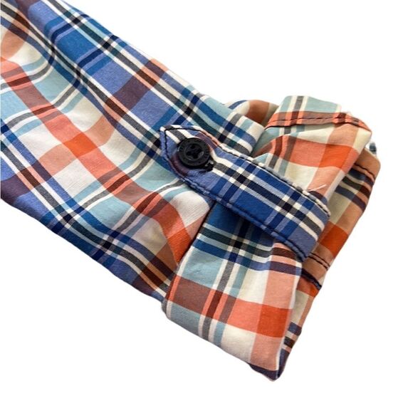 Lee Baby Boy 18 Months Orange Blue White Plaid LS Button Down Shirt - Picture 10 of 14